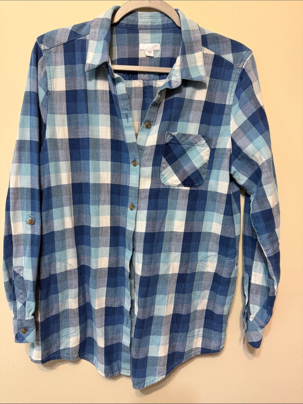 J. Jill Blue Plaid Button-Up Tunic 2316